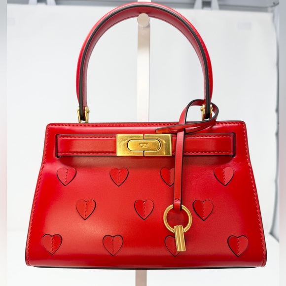 Tory Burch Handbags - Tory Burch Lee Radziwill Petite Heart Embossed Red Leather Bag Crossbody